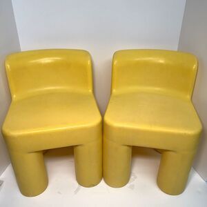 Little Tikes Chunky Chairs Set of 2 Yellow Vintage Toddler Playroom 1977